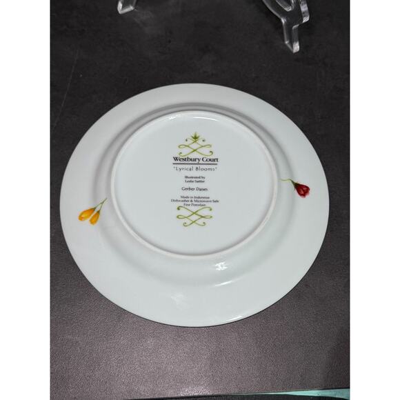 Westbury Court Lyrical Blooms Salad Plate - Hibiscus, Tiger Lily, Gerber Daisies - Picture 8 of 8